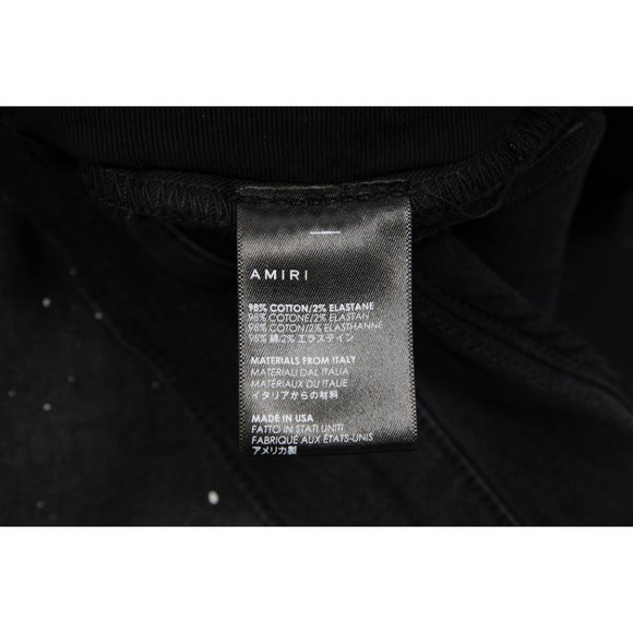 Amiri Mens Paint Splatter Broken Knee Blowout Distressed Skinny Jeans - Picture 9 of 10